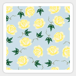 Yellow & Blue Floral Pattern Magnet